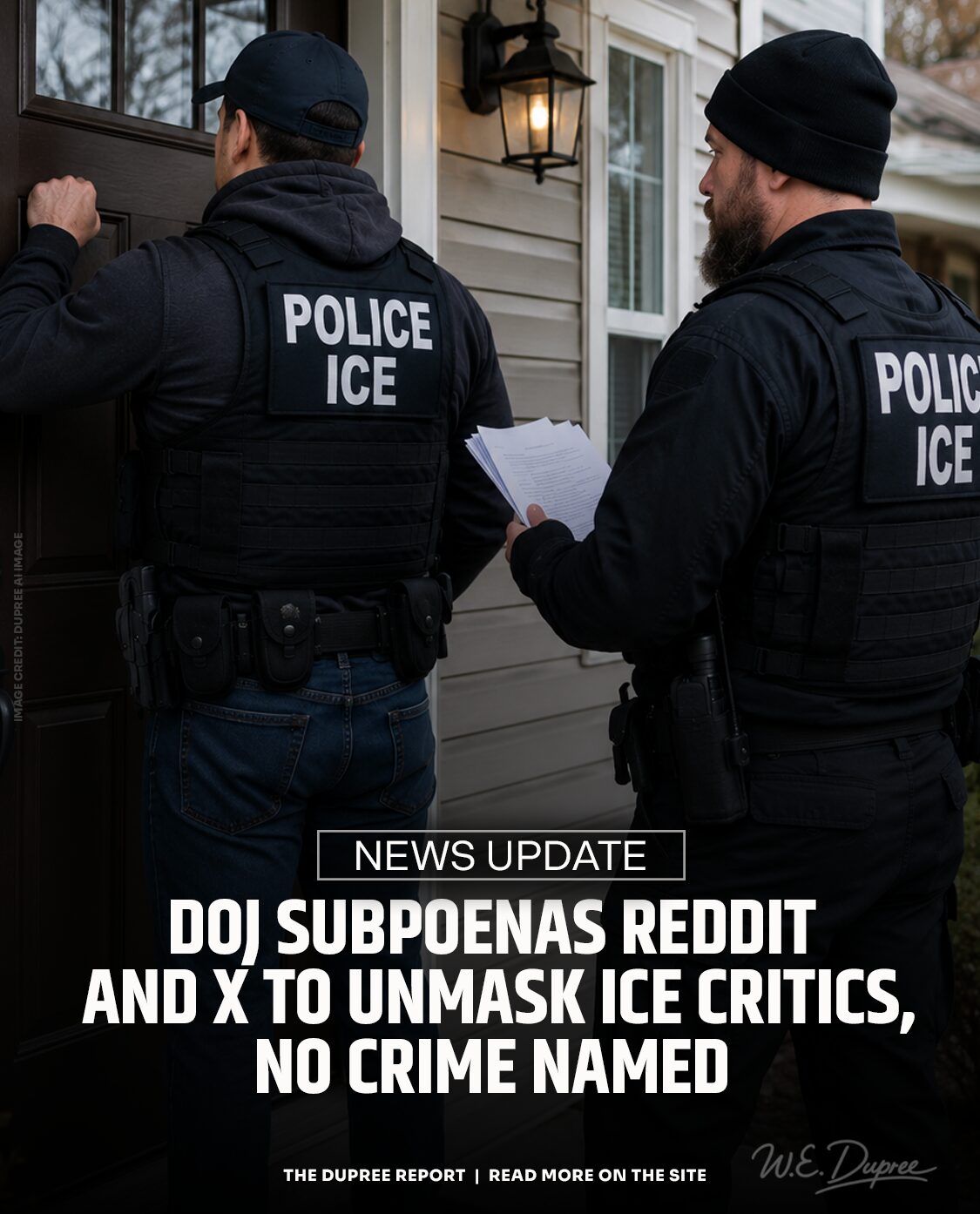DOJ Subpoenas Reddit and X to Unmask ICE Critics, No Crime Named