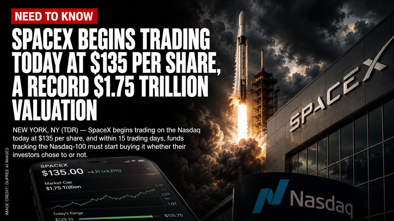 SpaceX IPO Hits Nasdaq as New Rules Fast-Track Index Fund Buying